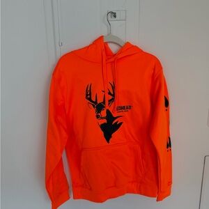 RedHead Men's Bright Orange Hoodie with Black Deer Graphic